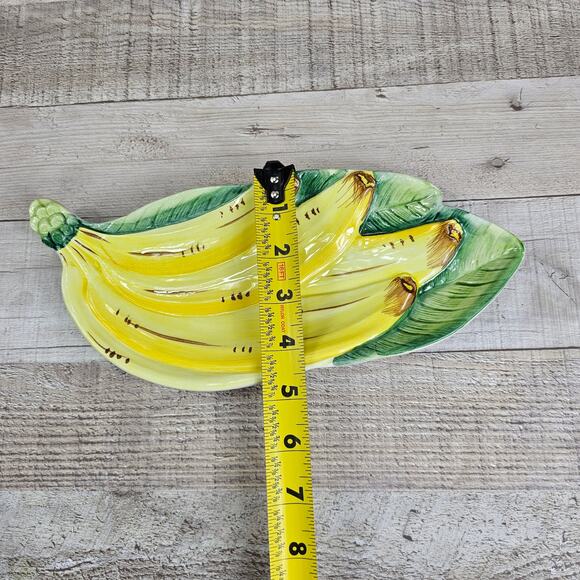 Vintage Bananas Serving Dish Relish Appetizer Dessert Spoon Rest Made In Italy - Picture 5 of 5